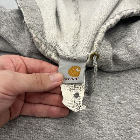 Vintage 90s Carhartt Grey Boxy Distressed Hoodie - Picture 5 of 5